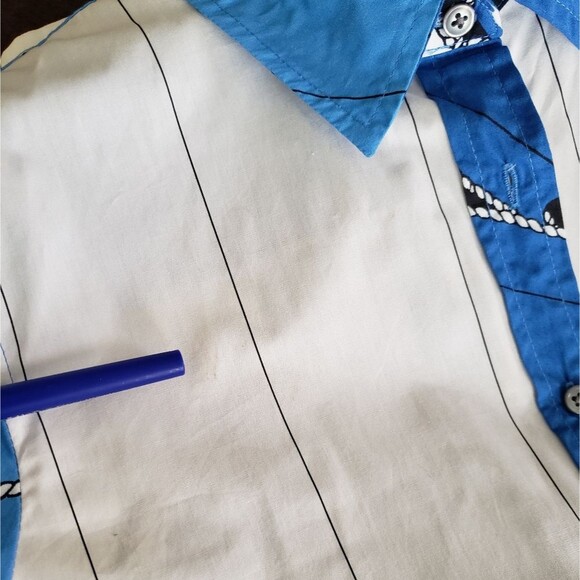 J. Crew Tailored Slim Cotton Poplin Shirt Nautical Italy Ratti Regatta Size 8 - Picture 12 of 14